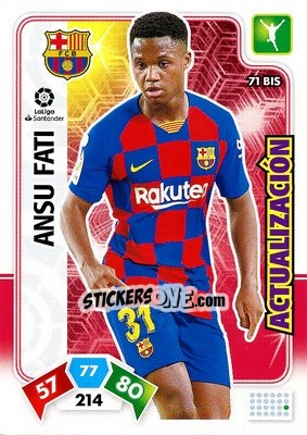 Sticker Ansu Fati - Liga Santander 2019-2020. Adrenalyn XL n. 71bis - Panini