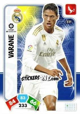 Sticker Varane - Liga Santander 2019-2020. Adrenalyn XL n. 221 - Panini