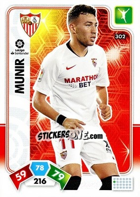 Sticker Munir - Liga Santander 2019-2020. Adrenalyn XL n. 302 - Panini