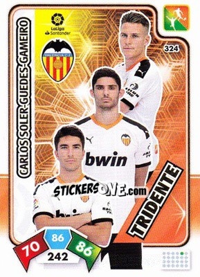 Sticker Carlos Soler / Guedes / Gameiro - Liga Santander 2019-2020. Adrenalyn XL n. 324 - Panini