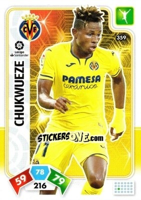 Sticker Chukwueze - Liga Santander 2019-2020. Adrenalyn XL n. 359 - Panini