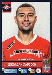 Sticker Джордан Ларссон / Jordan Larsson - Russian Premier League 2019-2020 - Panini