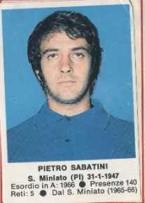 Sticker Pietro Sabatini - Calciatori 1972-1973 n. 208 - Edis