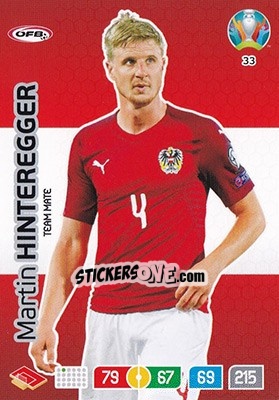 Sticker Martin Hinteregger - UEFA Euro 2020 Preview. Adrenalyn XL n. 33 - Panini