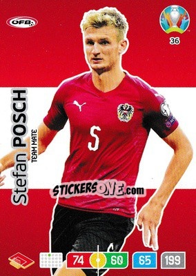 Sticker Stefan Posch - UEFA Euro 2020 Preview. Adrenalyn XL n. 36 - Panini