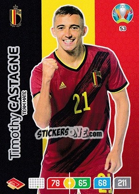 Sticker Timothy Castagne - UEFA Euro 2020 Preview. Adrenalyn XL n. 53 - Panini