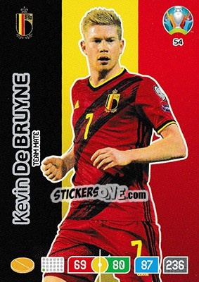 Sticker Kevin de Bruyne - UEFA Euro 2020 Preview. Adrenalyn XL - Panini