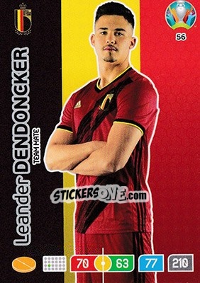 Sticker Leander Dendoncker - UEFA Euro 2020 Preview. Adrenalyn XL n. 56 - Panini