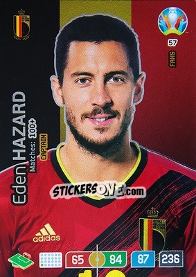 Sticker Eden Hazard - UEFA Euro 2020 Preview. Adrenalyn XL n. 57 - Panini