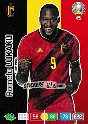 Sticker Romelu Lukaku - UEFA Euro 2020 Preview. Adrenalyn XL n. 62 - Panini