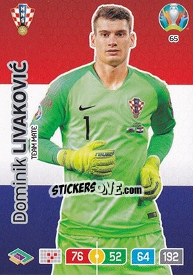 Sticker Dominik Livakovic - UEFA Euro 2020 Preview. Adrenalyn XL - Panini