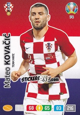 Sticker Mateo Kovacic - UEFA Euro 2020 Preview. Adrenalyn XL n. 74 - Panini