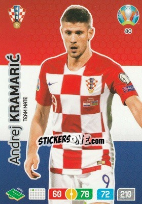 Sticker Andrej Kramaric - UEFA Euro 2020 Preview. Adrenalyn XL n. 80 - Panini