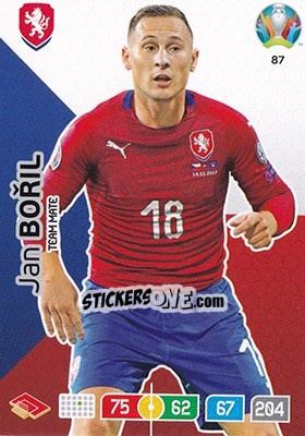 Sticker Jan Bořil - UEFA Euro 2020 Preview. Adrenalyn XL - Panini