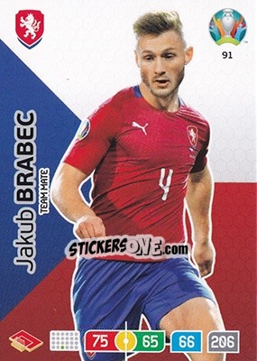 Sticker Jakub Brabec - UEFA Euro 2020 Preview. Adrenalyn XL n. 91 - Panini