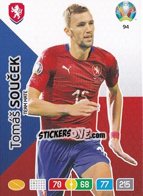 Sticker Tomáš Soucek - UEFA Euro 2020 Preview. Adrenalyn XL n. 94 - Panini