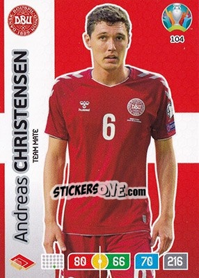 Sticker Andreas Christensen - UEFA Euro 2020 Preview. Adrenalyn XL n. 104 - Panini