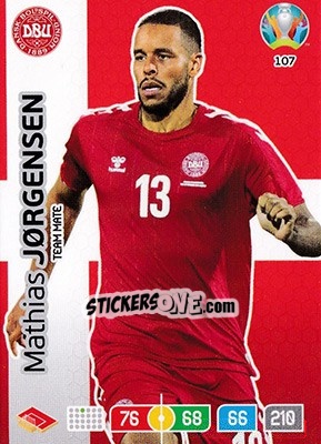 Sticker Mathias Jørgensen - UEFA Euro 2020 Preview. Adrenalyn XL n. 107 - Panini