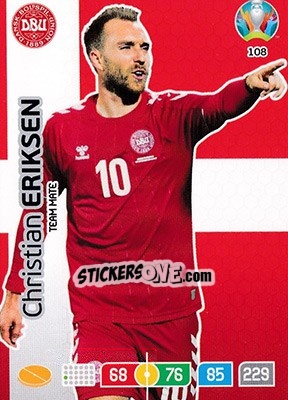 Sticker Christian Eriksen - UEFA Euro 2020 Preview. Adrenalyn XL n. 108 - Panini