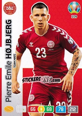 Sticker Pierre Emile Højbjerg - UEFA Euro 2020 Preview. Adrenalyn XL - Panini