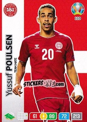 Sticker Yussuf Poulsen - UEFA Euro 2020 Preview. Adrenalyn XL - Panini