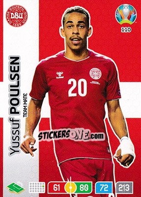 Sticker Yussuf Poulsen - UEFA Euro 2020 Preview. Adrenalyn XL n. 110 - Panini