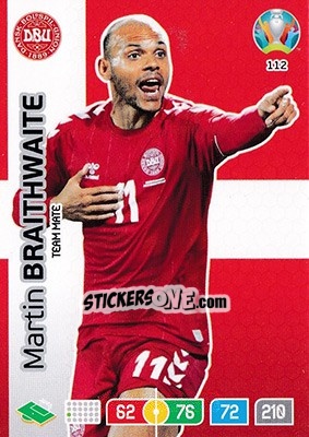 Sticker Martin Braithwaite - UEFA Euro 2020 Preview. Adrenalyn XL n. 112 - Panini