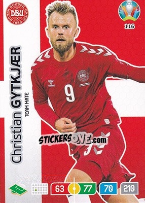 Sticker Christian Gytkjær - UEFA Euro 2020 Preview. Adrenalyn XL - Panini