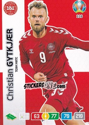 Sticker Christian Gytkjær - UEFA Euro 2020 Preview. Adrenalyn XL n. 116 - Panini