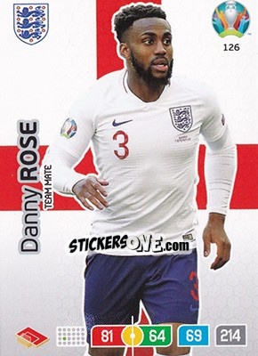 Sticker Danny Rose - UEFA Euro 2020 Preview. Adrenalyn XL n. 126 - Panini