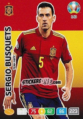Sticker Sergio Busquets - UEFA Euro 2020 Preview. Adrenalyn XL n. 143 - Panini