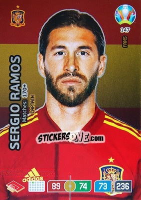 Sticker Sergio Ramos - UEFA Euro 2020 Preview. Adrenalyn XL n. 147 - Panini