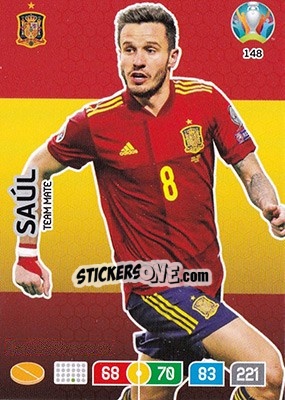 Sticker Saúl - UEFA Euro 2020 Preview. Adrenalyn XL n. 148 - Panini