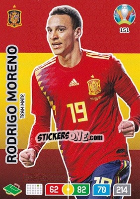 Sticker Rodrigo Moreno - UEFA Euro 2020 Preview. Adrenalyn XL n. 151 - Panini