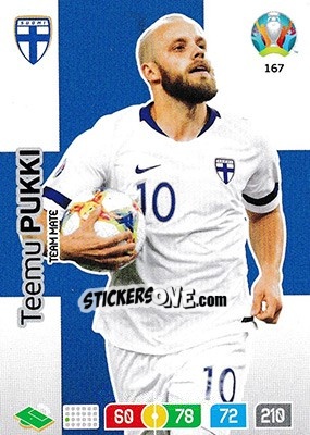 Sticker Teemu Pukki - UEFA Euro 2020 Preview. Adrenalyn XL n. 167 - Panini