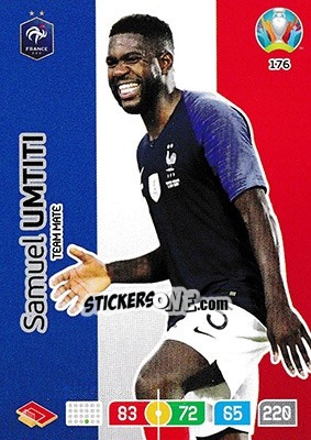 Sticker Samuel Umtiti - UEFA Euro 2020 Preview. Adrenalyn XL n. 176 - Panini