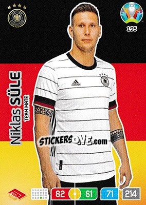 Sticker Niklas Süle - UEFA Euro 2020 Preview. Adrenalyn XL n. 195 - Panini