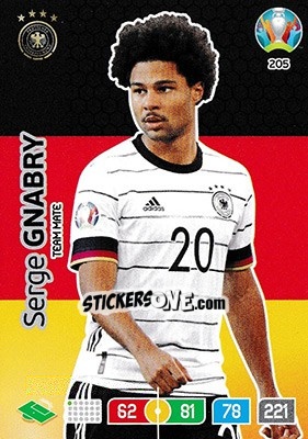 Sticker Serge Gnabry - UEFA Euro 2020 Preview. Adrenalyn XL n. 205 - Panini