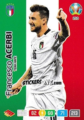 Sticker Francesco Acerbi - UEFA Euro 2020 Preview. Adrenalyn XL n. 210 - Panini