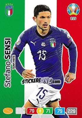 Sticker Stefano Sensi - UEFA Euro 2020 Preview. Adrenalyn XL n. 215 - Panini