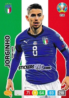 Sticker Jorginho - UEFA Euro 2020 Preview. Adrenalyn XL n. 216 - Panini