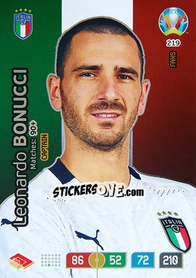Sticker Leonardo Bonucci - UEFA Euro 2020 Preview. Adrenalyn XL n. 219 - Panini