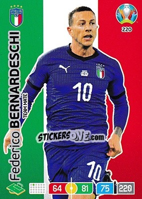 Sticker Federico Bernardeschi - UEFA Euro 2020 Preview. Adrenalyn XL n. 220 - Panini