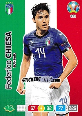 Sticker Federico Chiesa - UEFA Euro 2020 Preview. Adrenalyn XL n. 221 - Panini