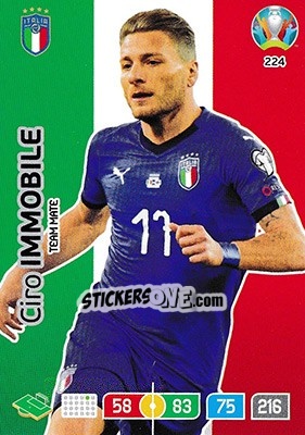 Sticker Ciro Immobile - UEFA Euro 2020 Preview. Adrenalyn XL n. 224 - Panini