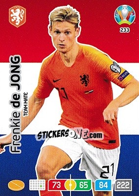 Sticker Frenkie de Jong - UEFA Euro 2020 Preview. Adrenalyn XL n. 233 - Panini