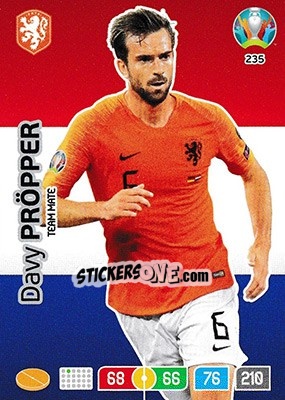 Sticker Davy Pröpper - UEFA Euro 2020 Preview. Adrenalyn XL n. 235 - Panini