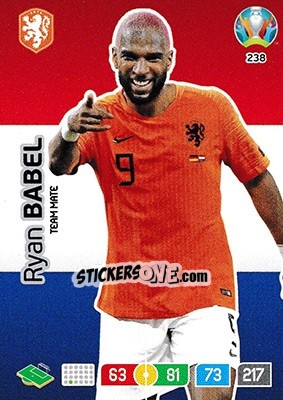Sticker Ryan Babel - UEFA Euro 2020 Preview. Adrenalyn XL n. 238 - Panini