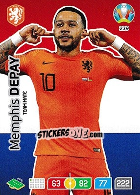 Sticker Memphis Depay - UEFA Euro 2020 Preview. Adrenalyn XL n. 239 - Panini