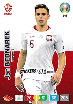 Sticker Jan Bednarek - UEFA Euro 2020 Preview. Adrenalyn XL n. 248 - Panini